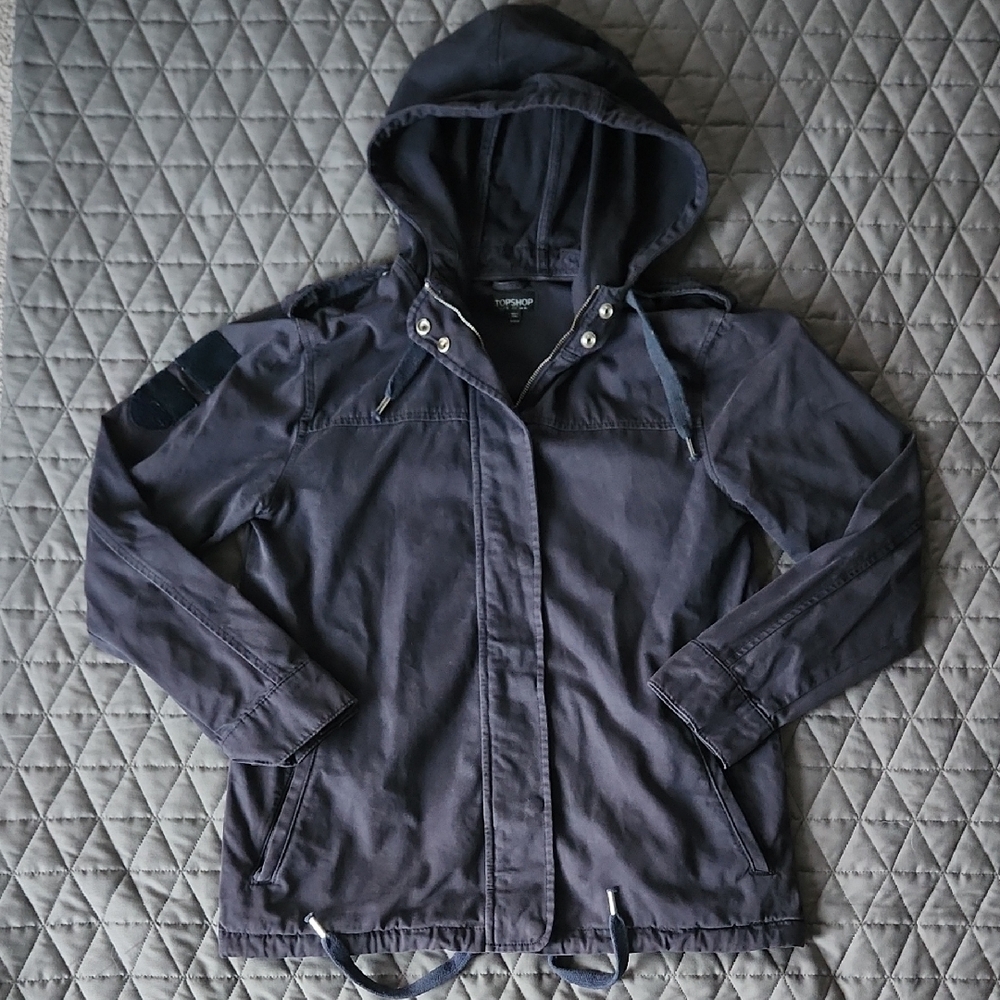 Topshop Navy Hooded Jacket-Size 6